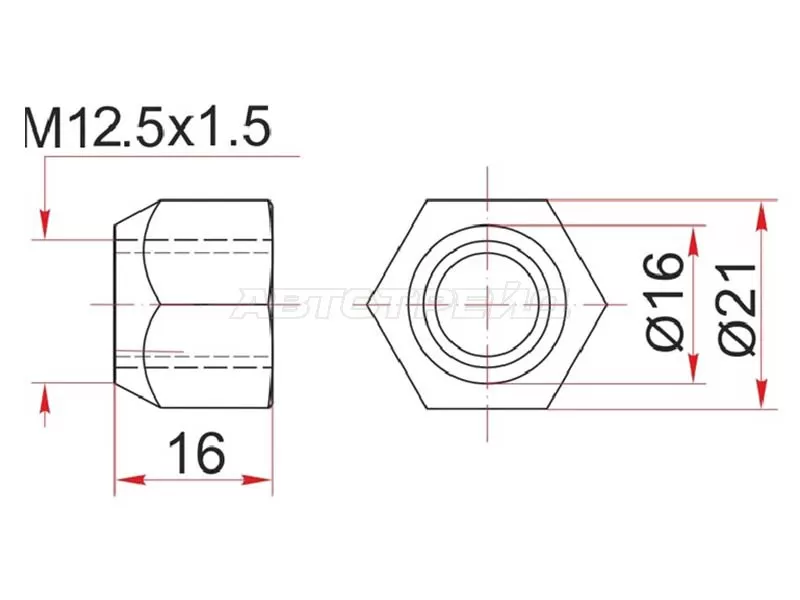 Гайка колесная открытая конус TOYOTA /MAZDA /MITSUBISHI /KIA /HYUNDAI /VOLVO /GEELY COOLRAY (SX11) 19- (SAT: ST-90049-11036)