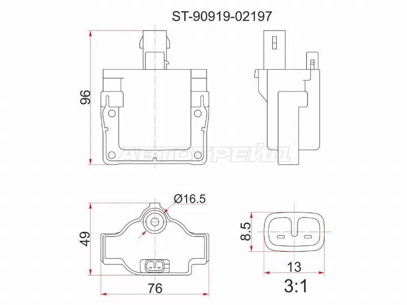 Катушка зажигания TOYOTA 3S /4S-FE SV3# /4# SX90 1JZ /2JZ-GE JZX9# JZS13# /14# 4A-GE AE10# /111 4E-FTE /5 (SAT: ST-90919-02197)