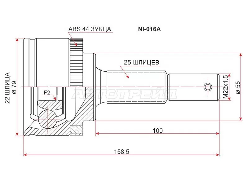 Шрус наружный NISSAN ALMERA QG15DE N16 MT /00-07 (SAT: NI-016A)
