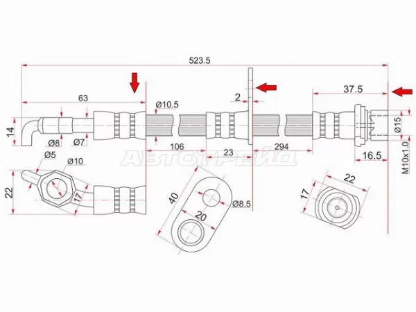 Шланг тормозной задний (Таиланд) TOYOTA CAMRY /GRACIA /MARK2 QUALIS /WINDOM /LEXUS ES300 96-01 LH (SAT: ST-90947-02878)