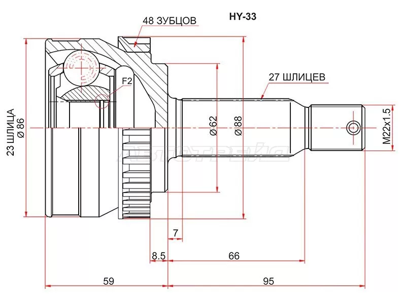 Шрус наружный HYUNDAI TUCSUN 04- (SAT: HY-33)