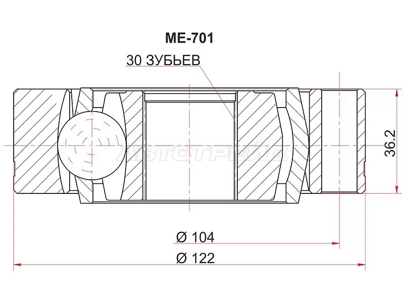 Шрус внутренний MERCEDES V-CLASS 638 /2 99-03 /VITO автобус 638 99-03 (SAT: ME-701)