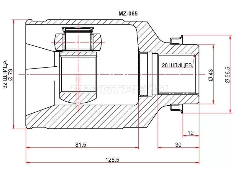 Шрус внутренний RH MAZDA 6 GH МКПП (SAT: MZ-065)