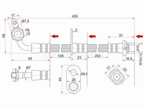 Шланг тормозной передний (Таиланд) TOYOTA LAND CRUISER /LEXUS LX470 98-07 RH (SAT: ST-90947-02F28)