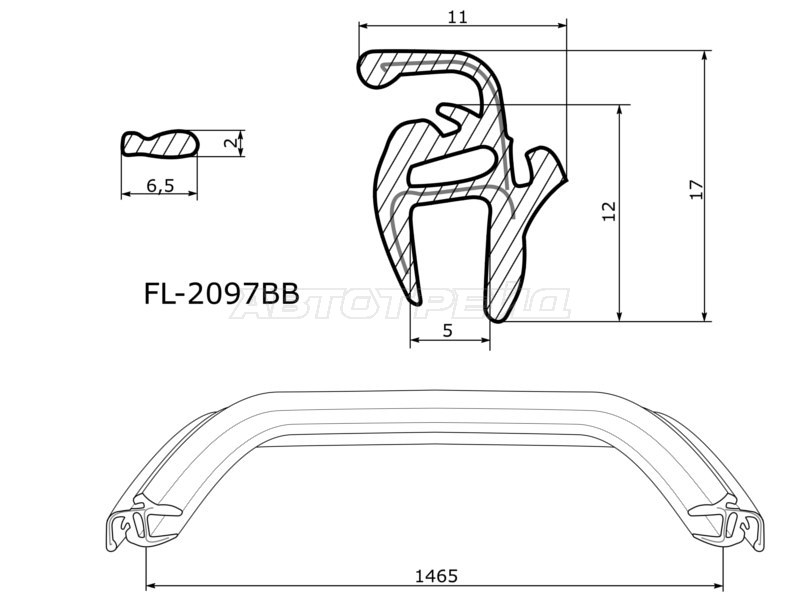 Молдинг лобового стекла (Снизу) Audi A6 97-05  / A6 allroad quattro 00-05 (FLEXLINE: FL-2097BB)