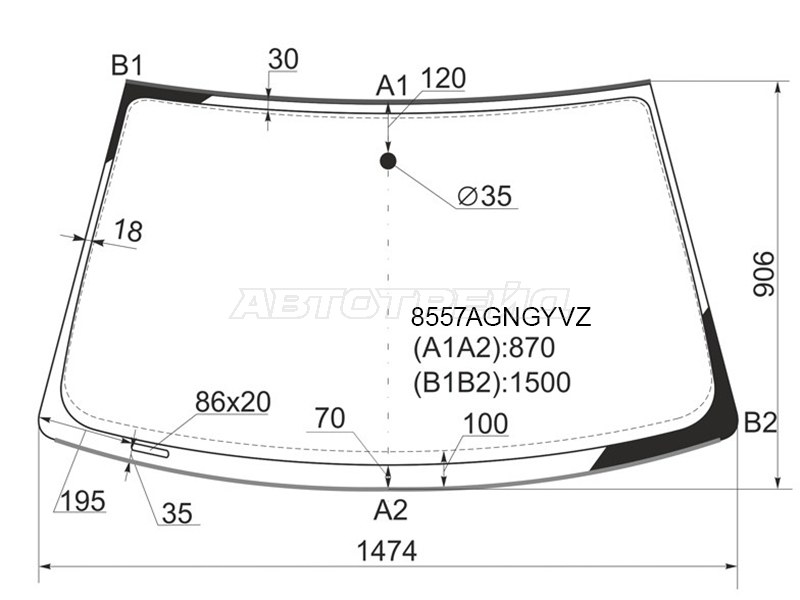 Стекло лобовое (Молдинг) Audi A6 97-05 (FUYAO: 8557AGNGYVZ)