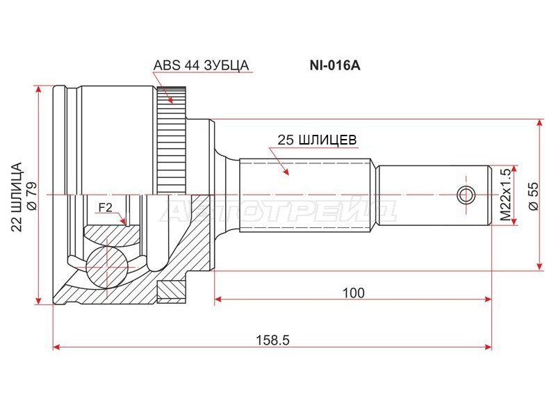 Шрус наружный NISSAN ALMERA QG15DE N16 MT /00-07 (SAT: NI-016A)